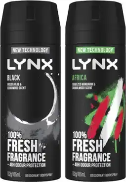 Coles Lynx Antiperspirant Aerosol Deodorant or Body Spray 165mL offer