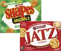 Coles Arnott's Shapes or Jatz Crackers 130g-225g offer