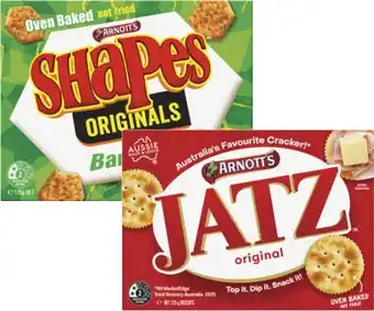 Coles Arnott's Shapes or Jatz Crackers 130g-225g offer