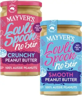 Coles Mayver's Lovli Spoon Peanut Butter 450g offer