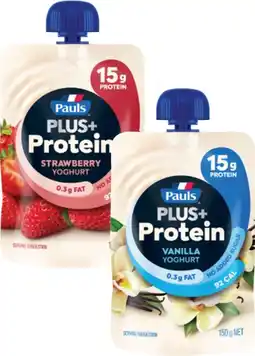 Coles Pauls Plus Protein Yoghurt Pouch 150g offer