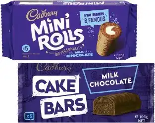 Coles Cadbury Cake Bars or Rolls 105g-130g offer