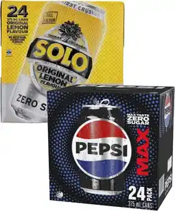 Coles Pepsi Max or Solo Soft Drink 24x375mL offer