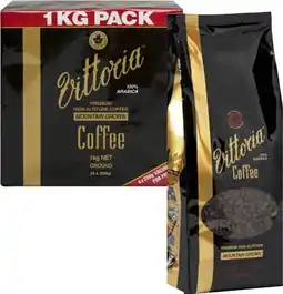 Coles Vittoria Mountain Grown Coffee Beans or Ground 1kg offer