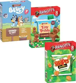 Coles Arnott's Multipack Bluey, Tiny Teddy or Shapes Crackers 168g-200g offer