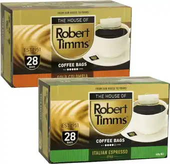 Coles Robert Timms Coffee Bags 24 Pack-28 Pack offer