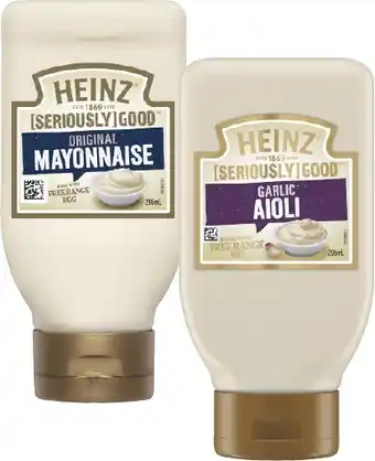 Coles Heinz Seriously Good Aioli or Mayonnaise 295mL offer