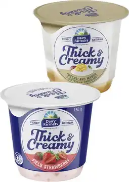 Coles Dairy Farmers Thick & Creamy Yoghurt 140g-150g offer