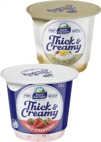 Coles Dairy Farmers Thick & Creamy Yoghurt 140g-150g offer