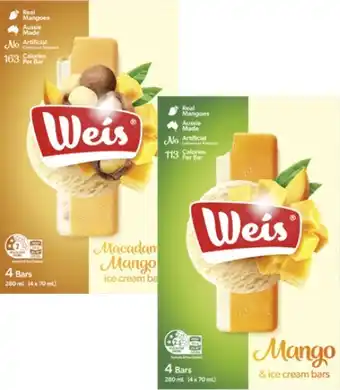 Coles Weis Ice Cream Bars 4 Pack-6 Pack 264mL-280mL offer