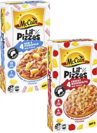 Coles McCain Lil Pizza 4 Pack 380g-400g offer