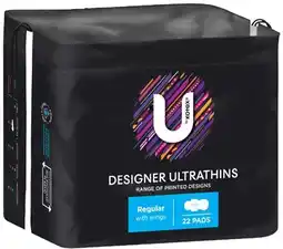 Coles U By Kotex Designs Ultra Thin Pads with Wings 22 Pack offer