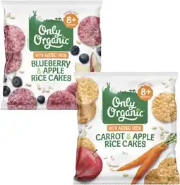 Coles Only Organic Blueberry & Apple or Carrot & Apple Rice Cakes 35g offer