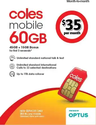 Coles Coles Mobile $35 Month-to-Month SIM offer