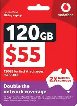 Coles Vodafone $55 Prepaid Plus Starter Pack offer