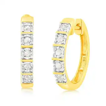 Shiels Gold Plated Sterling Silver 1/5 Carat Diamond Hoop Earrings offer