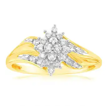 Shiels 9ct Yellow Gold Diamond Ring Set With 16 Brilliant Cut Diamonds offer