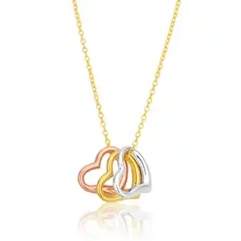 Shiels 9ct Yellow Gold Silverfilled Three Heart Charm Pendants on 45cm Chain offer