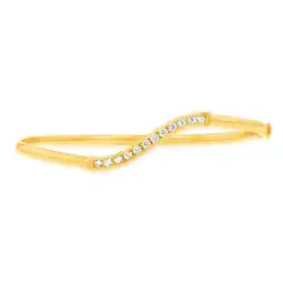 Shiels 9ct Yellow Gold Silverfilled Single Row Cubic Zirconia Bangle offer