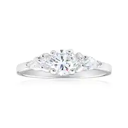 Shiels Sterling Silver Zirconia Trilogy Ring offer