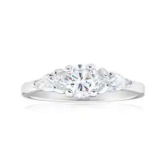 Shiels Sterling Silver Zirconia Trilogy Ring offer