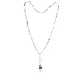 Shiels Sterling Silver Blue Heart Charm 25cm Figaro Anklet offer