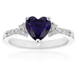 Shiels Sterling Silver Purple and White Zirconia Heart Ring offer