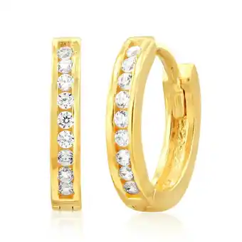 Shiels 9ct Yellow Gold Cubic Zirconia On 8mm Hoop Earrings offer