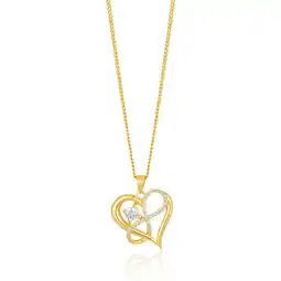 Shiels 9ct Yellow Gold Zirconia Infinity & Heart Pendant offer