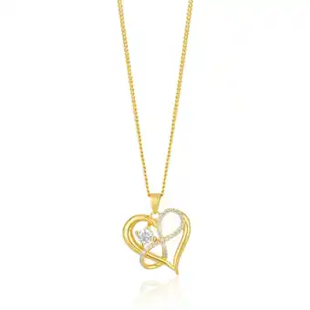 Shiels 9ct Yellow Gold Zirconia Infinity & Heart Pendant offer