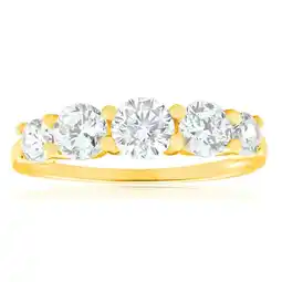 Shiels 9ct Yellow Gold Cubic Zirconia 5 Stone Graduated Ring offer