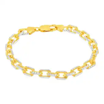 Shiels Sterling Silver Gold Plated Fancy 180 Gauge 19cm Bracelet offer