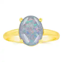 Shiels 9ct Yellow Gold Triplet Opal Oval Ring offer