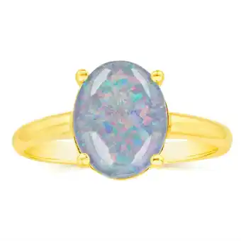 Shiels 9ct Yellow Gold Triplet Opal Oval Ring offer