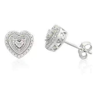 Shiels Diamond Heart Shape Earring Studs in Sterling Silver offer