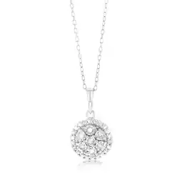 Shiels Sterling Silver 1/10 Carat Diamond Round Cluster Pendant on 46cm Chain offer