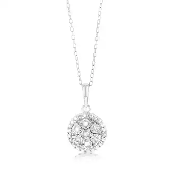 Shiels Sterling Silver 1/10 Carat Diamond Round Cluster Pendant on 46cm Chain offer