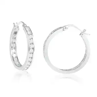 Shiels Sterling Silver Cubic Zirconia 18mm Hoop Earrings offer