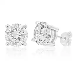 Shiels Sterling Silver Cubic Zirconia White 8mm Stud Earrings offer