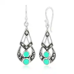 Shiels Sterling Silver Created Turquoise Vintage Drop Earrings offer