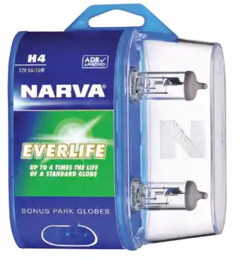 Narva long life headlight globes - h4