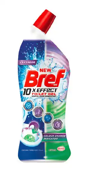Bref 10x toilet gel colour change indicator 450ml