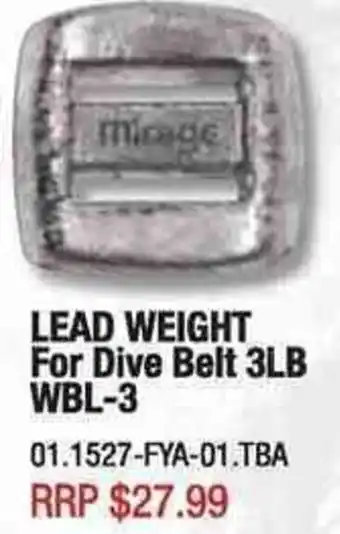 Lead Weight For Dive Belt 3LB WBL-3