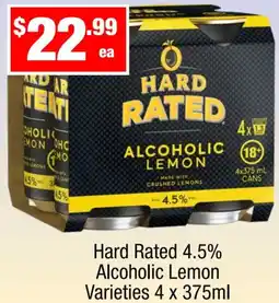 Liquor Stax Hard Rated 4.5% Alcoholic Lemon Varieties offer