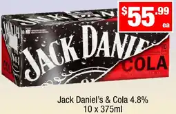 Liquor Stax Jack Daniel's & Cola 4.8% offer