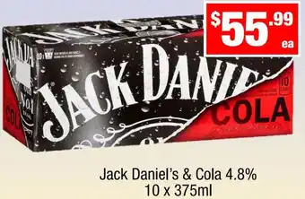 Liquor Stax Jack Daniel's & Cola 4.8% offer