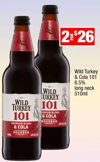 Liquor Stax Wild Turkey & Cola 101 6.5% long neck offer