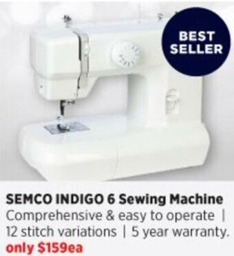 Spotlight Semco Indigo 6 Sewing Machine offer