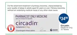 Pharmacist Advice Circadin Melatonin offer