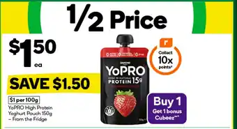 Woolworths high protein yoghurt pouch offer